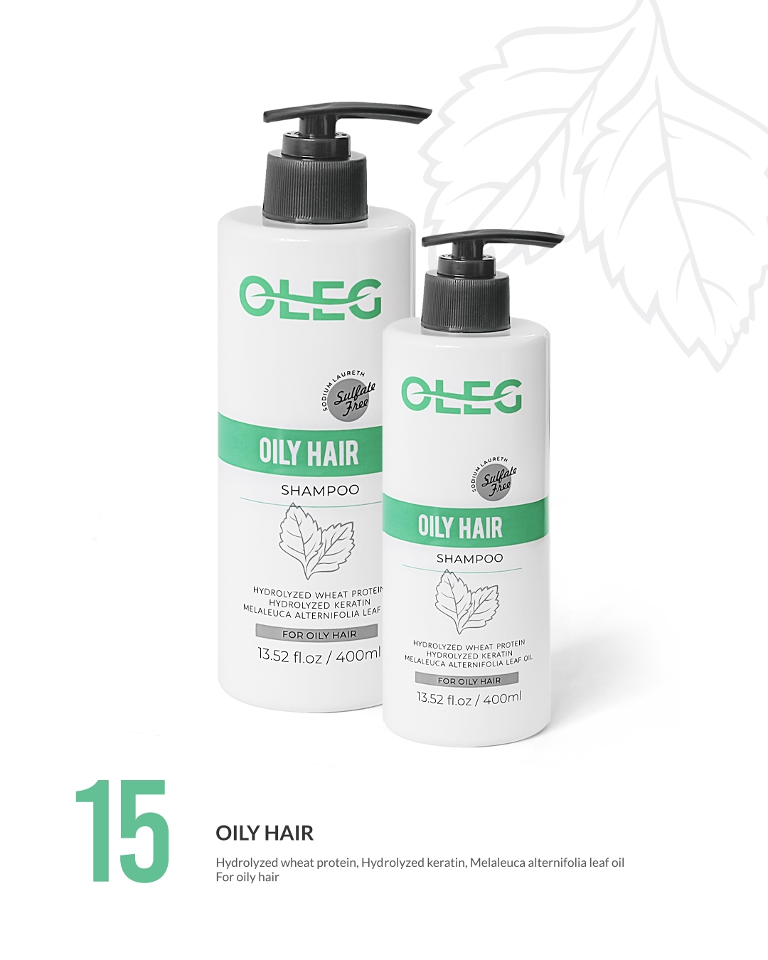 شامپو مخصوص موهای چرب فری سولفات 400 میل اولگ سبز