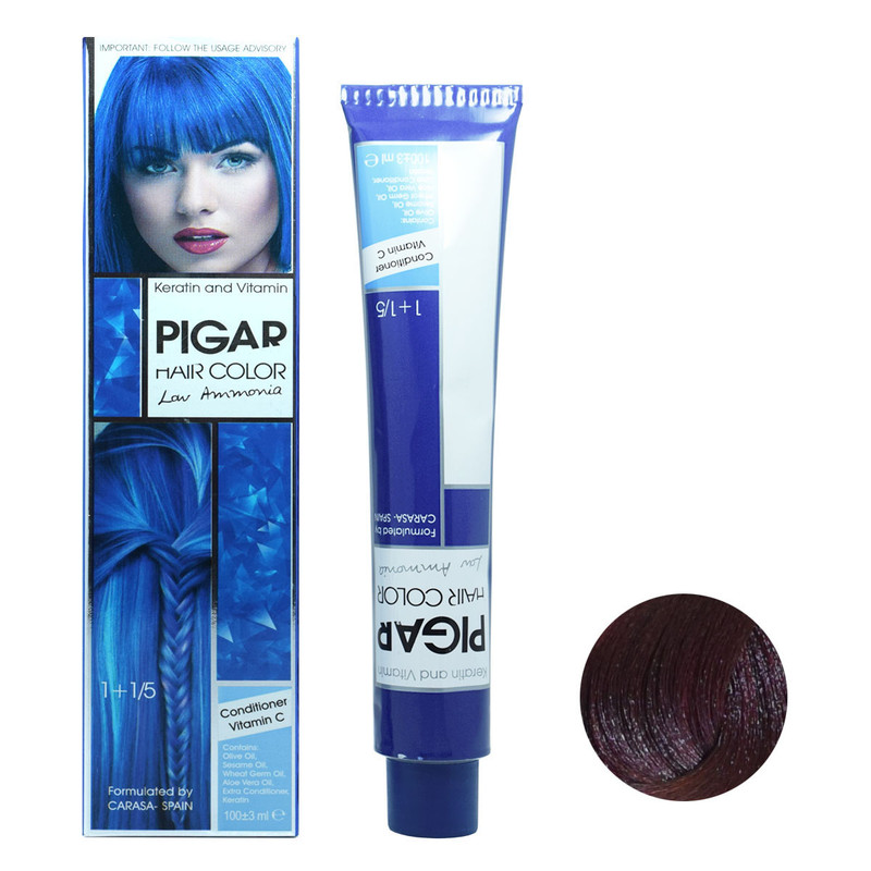 رنگ مو پیگار حجم 100 میلی لیتر شماره v6 شرابی روشن