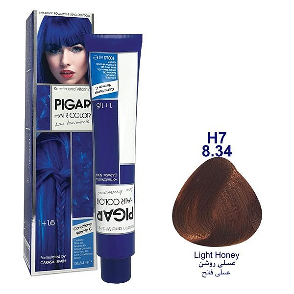 رنگ مو پیگار حجم 100 میلی لیتر شماره h7 8.34 عسلی روشن